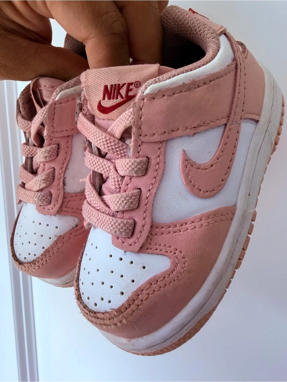Nike Kids Pink and White Low-Top Sneakers